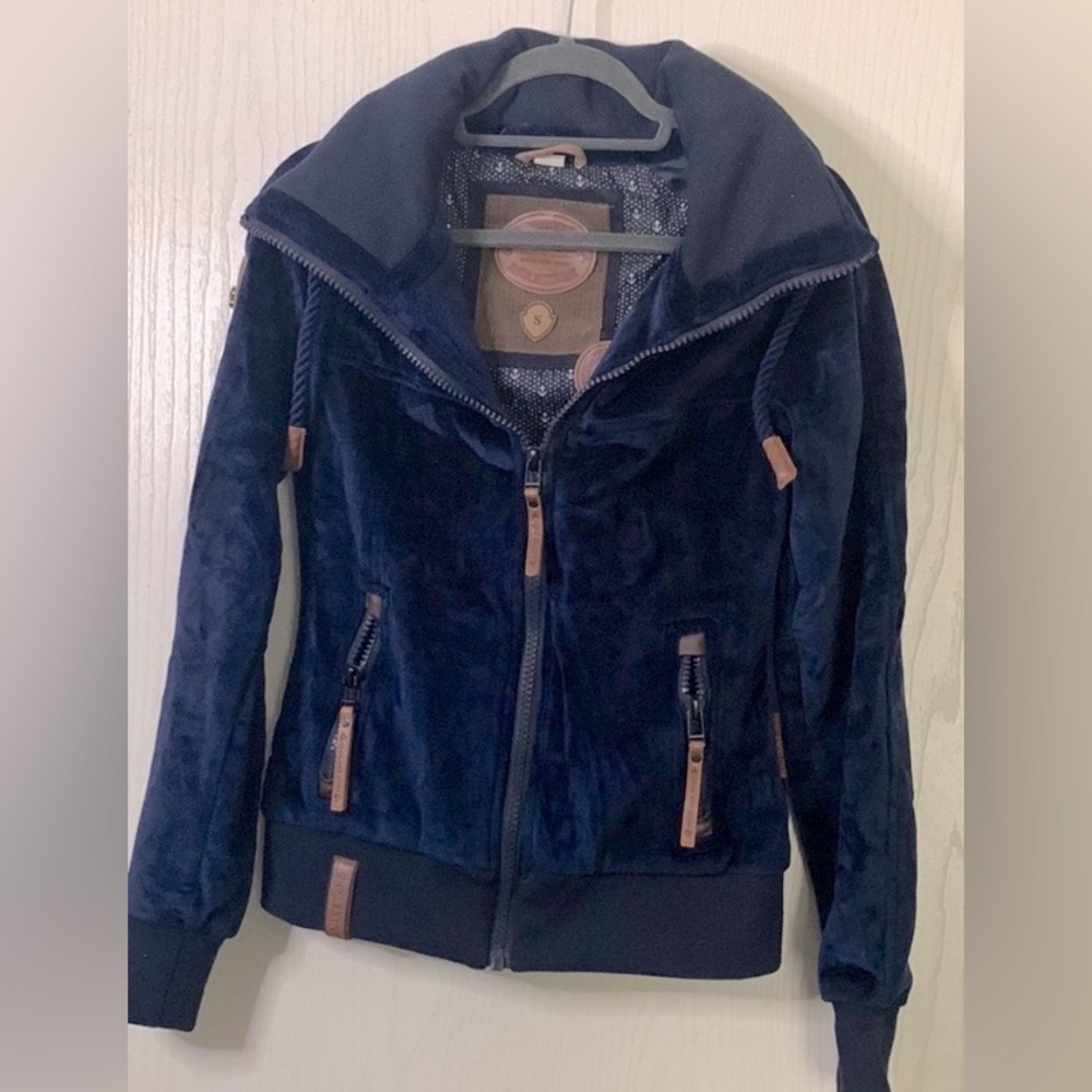 Naketano velour zip up hooded jacket size small